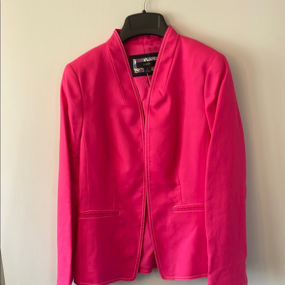 J. Crew Pink Blazer Modern Collarless Design